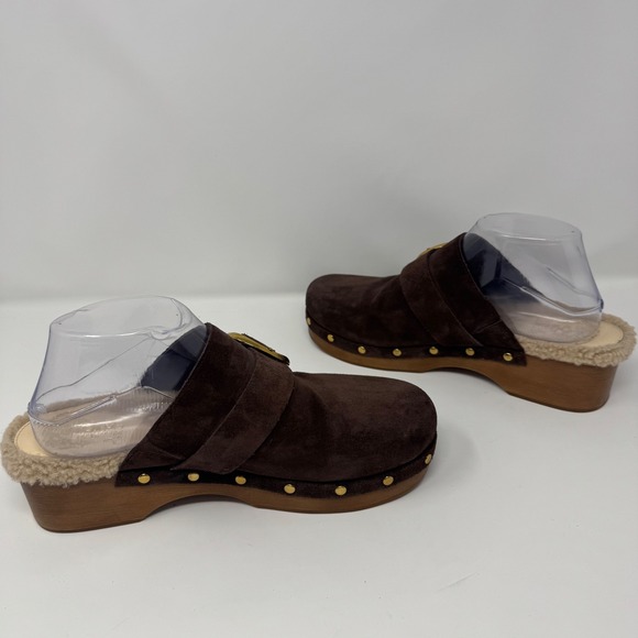 Vince Camuto Canzenee Suede Clogs Mules Women Size 9 Chocolate Brown Buckle - Picture 7 of 10